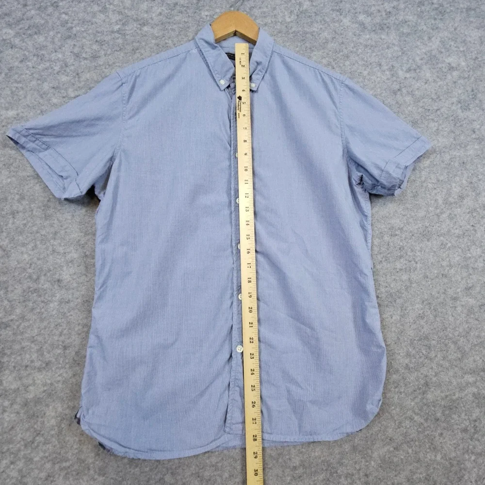 Banana Republic Mens Lightweight Custom Camden Fit Blue Sz M Nailhead Shirt FLAW